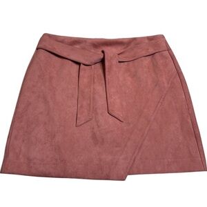 3/$30 LOFT Skirt Womens 10 Pink Summer Rose Faux Suede Tie Front Wrap Mini